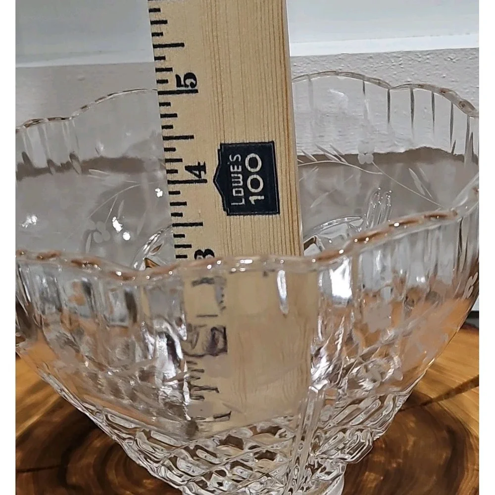 Vintage Cut-Crystal Floral Heavy‎ Hurricane Lamp Shade (1.5